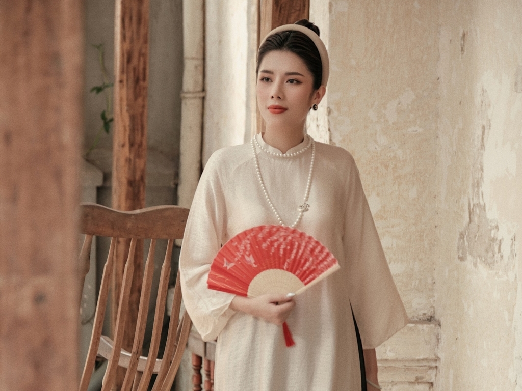 Hoa hậu Dương Yến Nhung khoe vẻ đẹp trong trẻo trong bộ ảnh áo dài