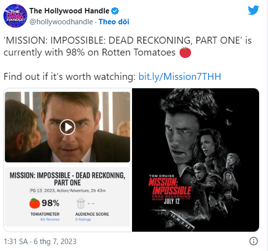 'Mission: Impossible - Dead Reckoning Part 1' chưa phát hành đã lập kỷ lục mới cho Tom Cruise