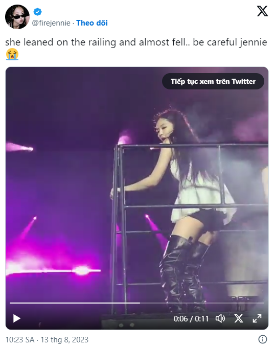 Jennie (BlackPink) suýt ngã khỏi sân khấu trên cao tại concert Mỹ