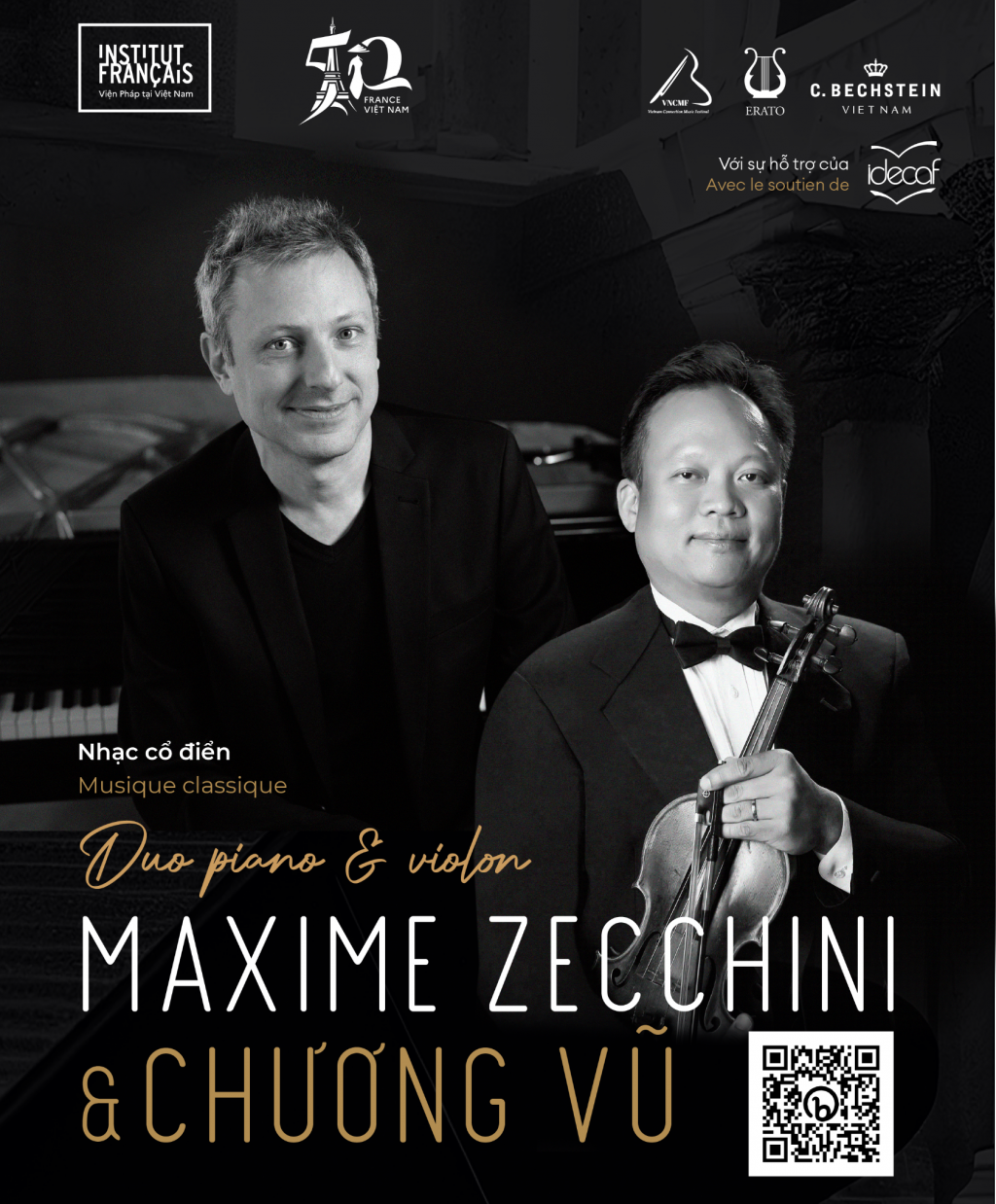 Đêm nhạc cổ điển song tấu piano và violon: Maxime Zecchini và Chương Vũ kỷ niệm 50 năm quan hệ ngoại giao Pháp - Việt