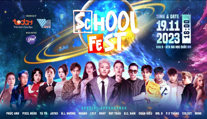 ‘Vũ trụ âm nhạc’ School Fest quy tụ dàn nghệ sĩ hùng hậu gồm: B Ray, Lyly, Kay Trần, Bùi Công Nam, DJ Khánh...