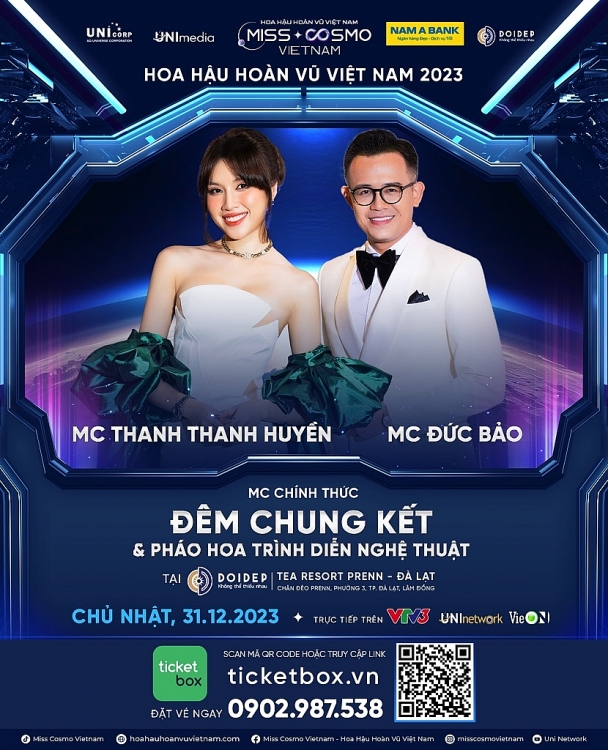 MC và nghệ sĩ biểu diễn đêm chung kết 'Hoa hậu hoàn vũ Việt Nam - Miss Cosmo Vietnam 2023'