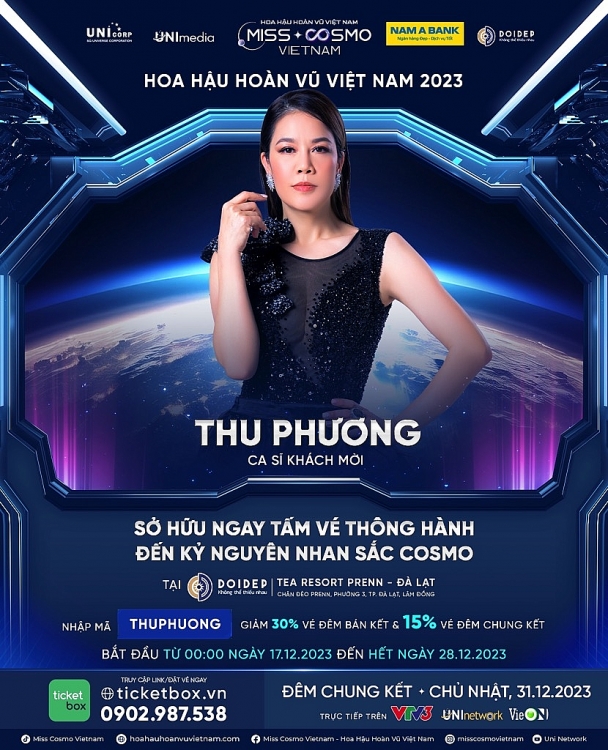 MC và nghệ sĩ biểu diễn đêm chung kết 'Hoa hậu hoàn vũ Việt Nam - Miss Cosmo Vietnam 2023'