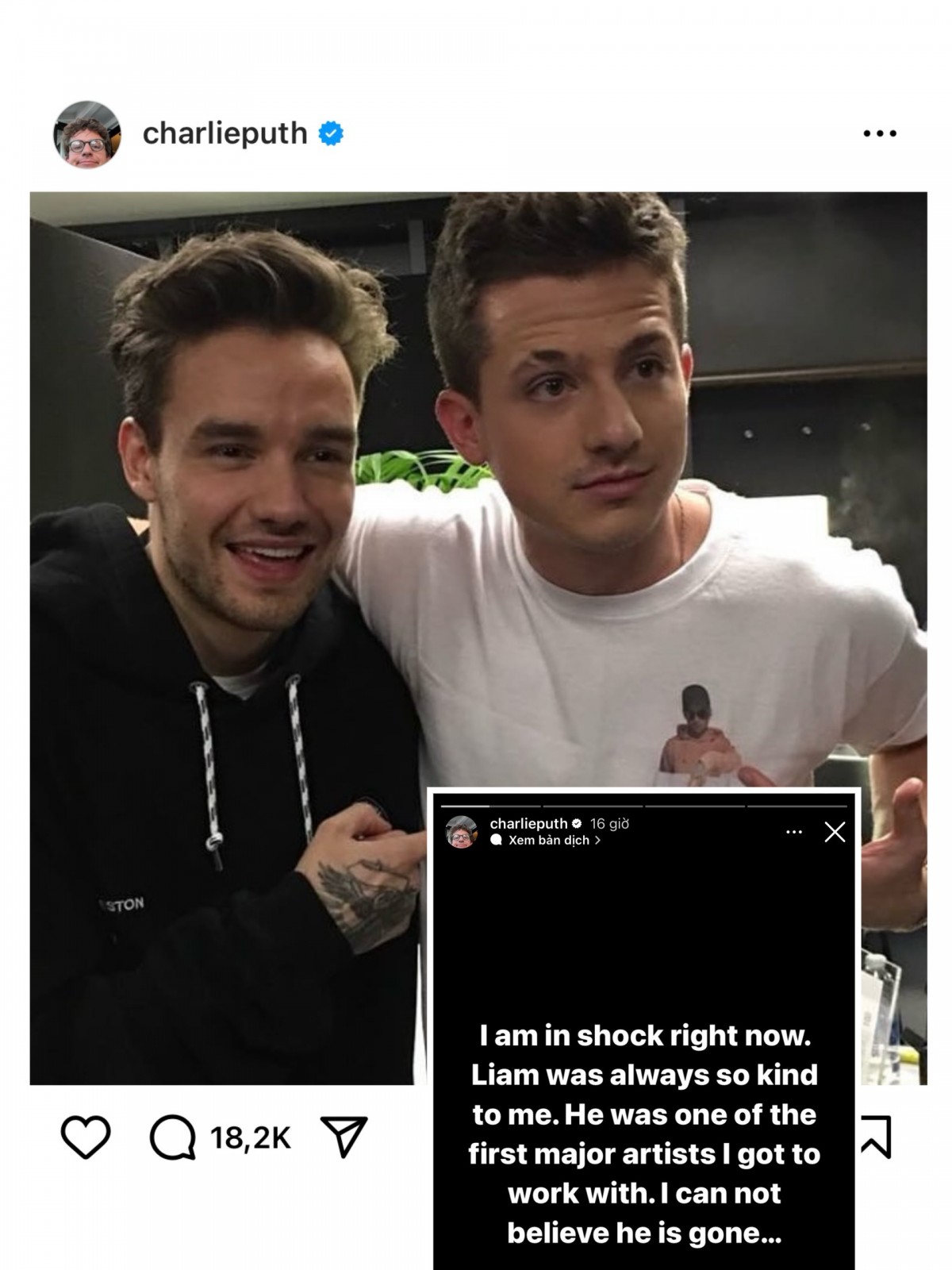 Charlie Puth tiếc thương sự ra đi của Liam Payne, bất ngờ trước phản ứng của mẹ Harry Styles