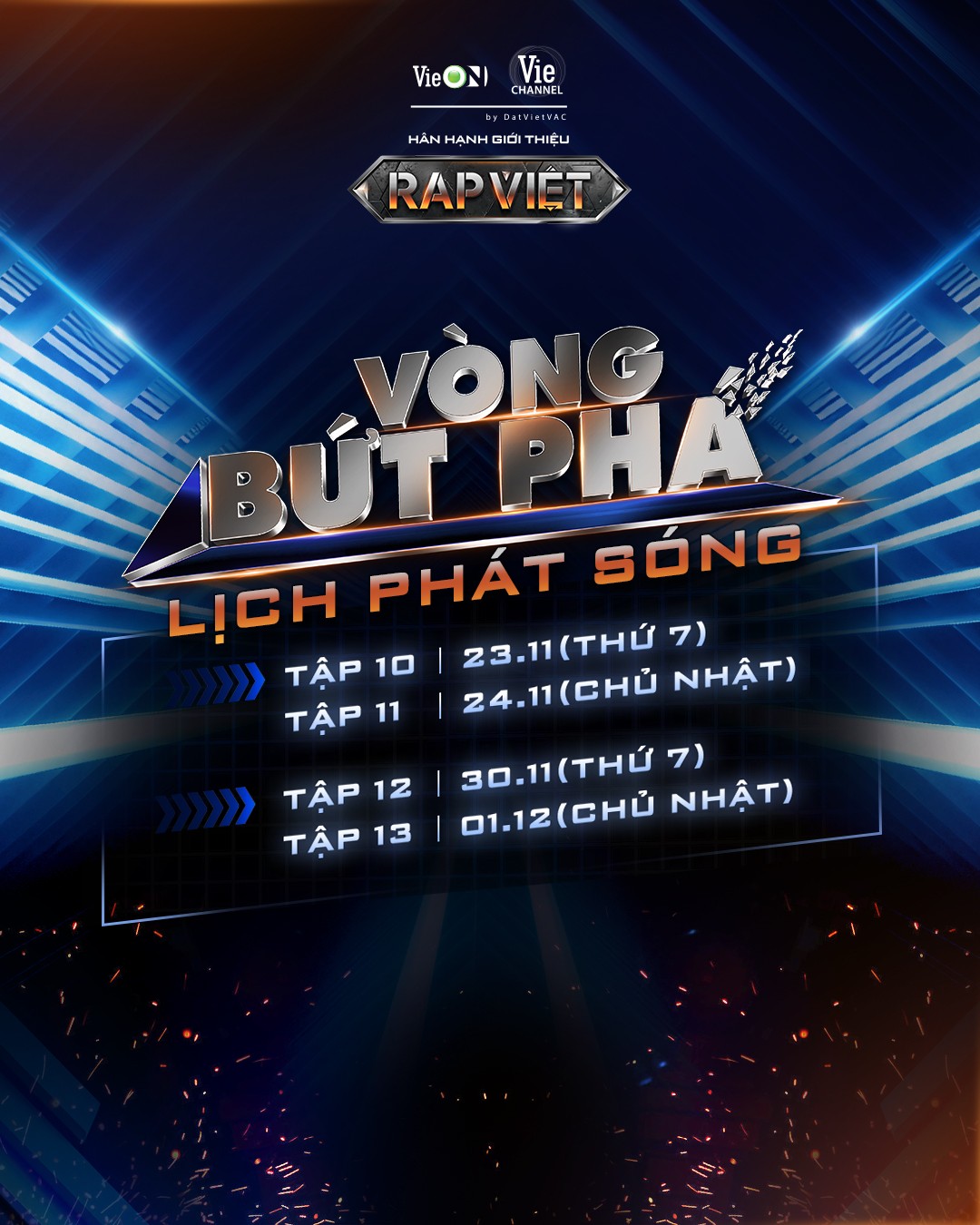 Cơn bão vòng Bứt phá đổ bộ, 'Rap Việt 2024' ấn định phát sóng 4 tập liên tiếp trong 2 tuần