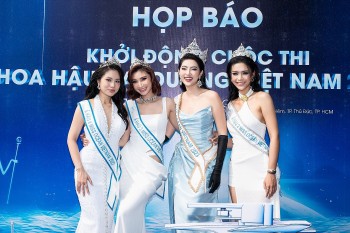 Hoa hậu Thu Uyên cùng dàn Á hậu đọ dáng tại họp báo 'Hoa hậu đại dương Việt Nam 2025'