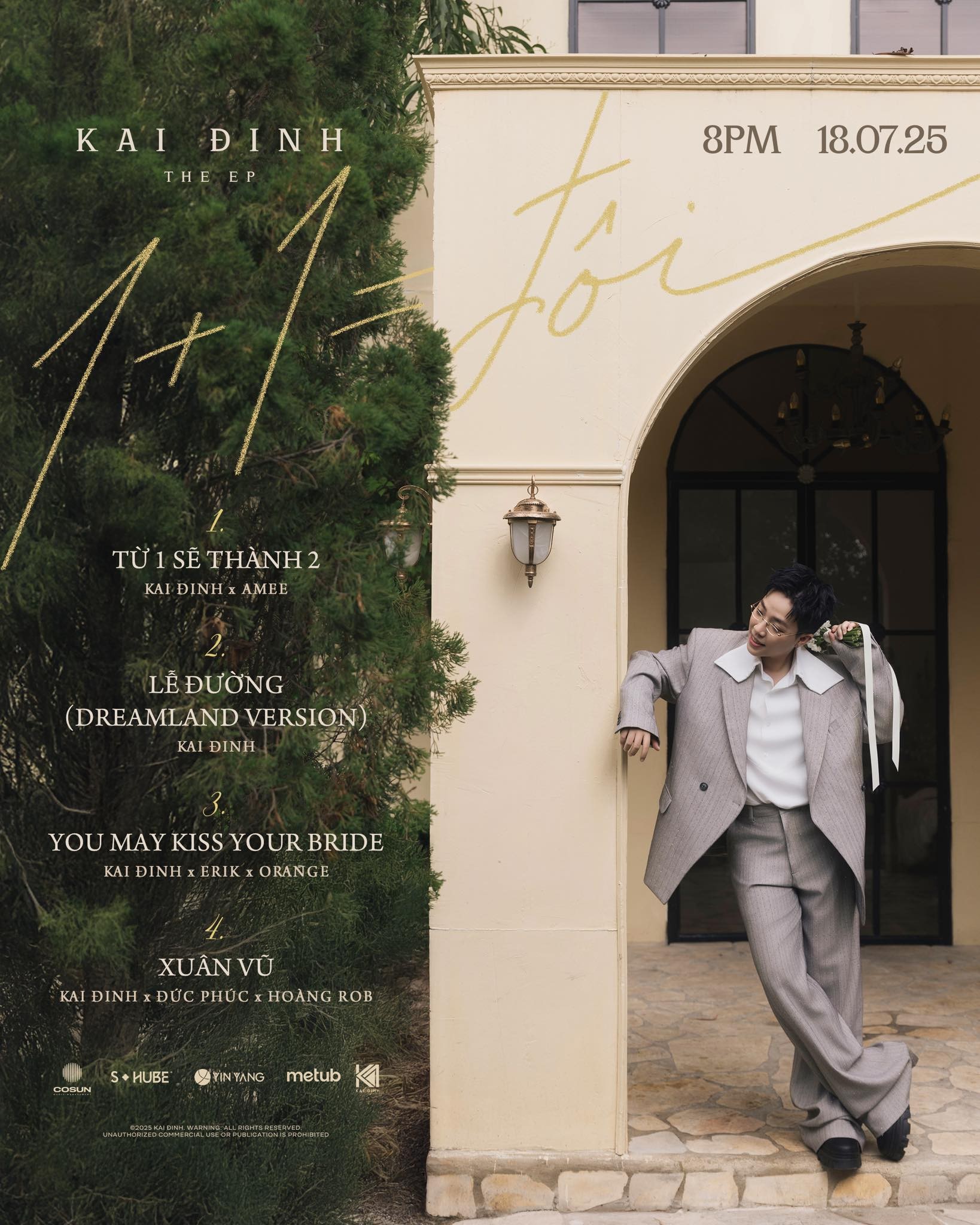 Kai Đinh viết hẳn một ca khúc để được… hôn vợ, EP nhạc cưới mời cả Đức Phúc, Erik, Orange, Amee