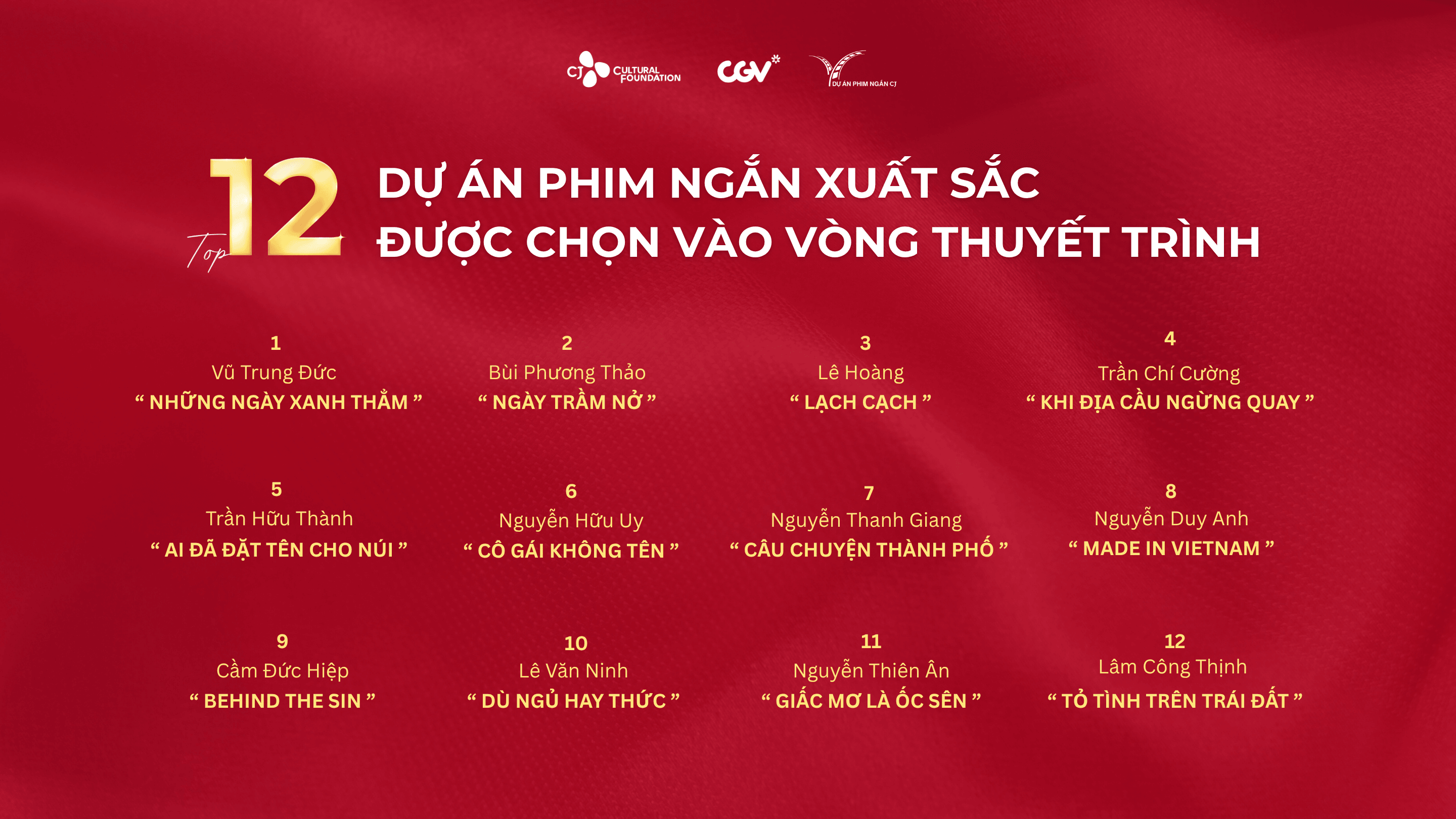 12 dự án phim của các đạo diễn trẻ trình làng trong 'Dự án phim ngắn CJ'