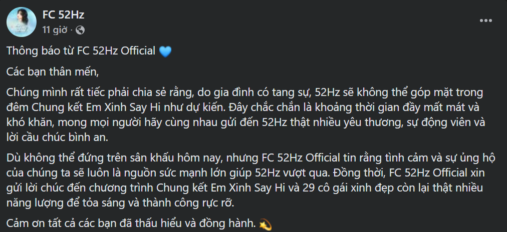 52Hz bất ngờ thông báo vắng mặt tại chung kết 'Em Xinh Say Hi'