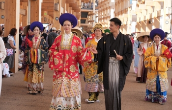 Hoa hậu Thanh Thủy đón tiếp Công chúa Nhật Bản, diễu hành tại Osaka Expo 2025