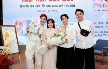 Huỳnh Lập, Lê Nhân, Khiết Đan chúc mừng người sáng tạo kênh TikTok nổi tiếng ra mắt sách 'Huyền tích dân gian'