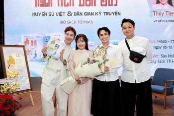 Huỳnh Lập, Lê Nhân, Khiết Đan chúc mừng người sáng tạo kênh TikTok nổi tiếng ra mắt sách 'Huyền tích dân gian'