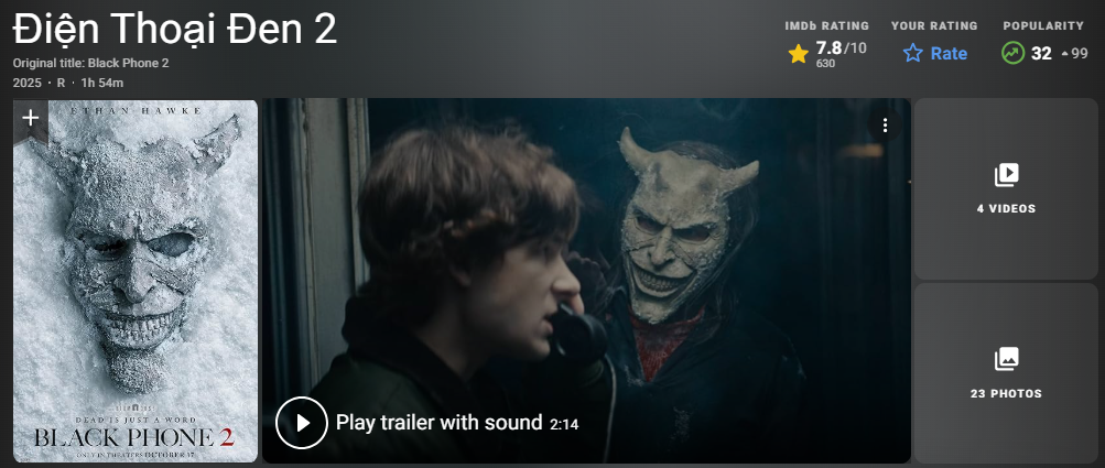 Thương hiệu đạt Top 1 kinh dị 2022 trở lại dịp Halloween, 'Điện thoại đen 2' chưa chiếu đã được chuyên trang chấm điểm cao chót vót