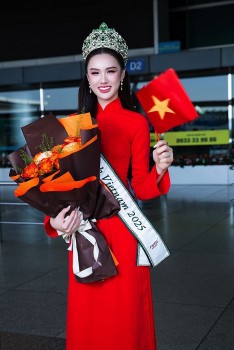 Trịnh Mỹ Anh được tặng vàng tại sân bay trước khi lên đường thi 'Miss Earth 2025'