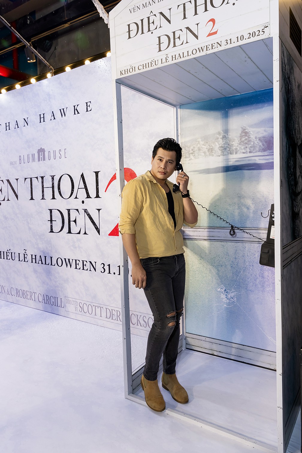 Triệu An gặp gỡ 'cục vàng của ngoại' Lâm Thanh Mỹ tại buổi ra mắt phim 'Điện thoại đen 2'