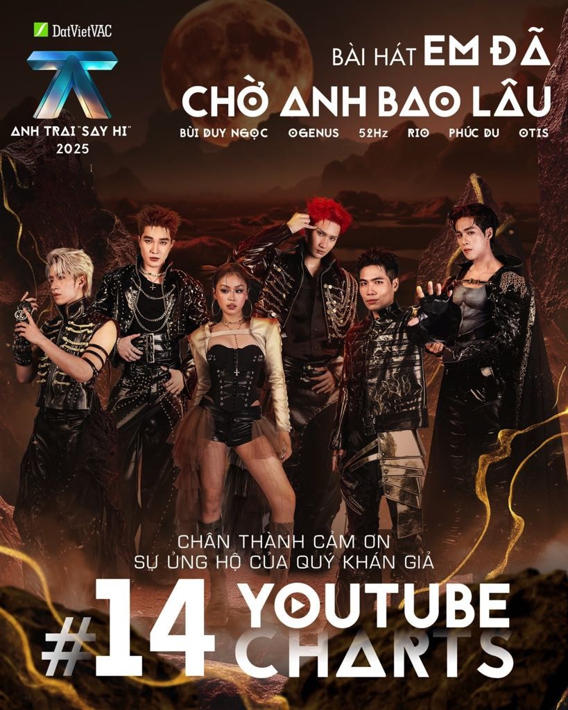 Các ca khúc Live Stage 3 của 'Anh trai 'Say Hi' 2025' liên tiếp dẫn đầu BXH nhạc Việt