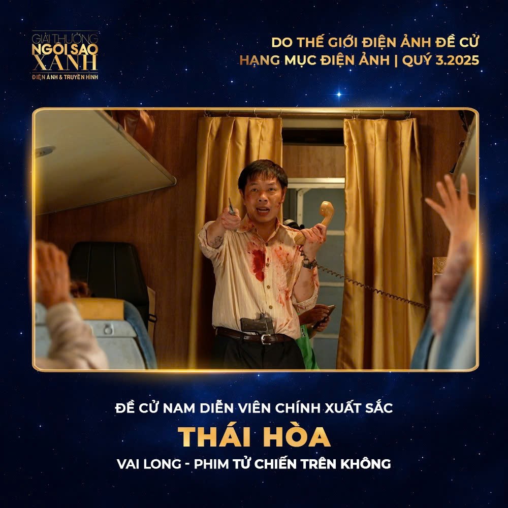 Thái Hòa được đề cử Ngôi Sao Xanh 2025: “Ông vua phòng vé” lột xác ấn tượng với vai phản diện trong 'Tử Chiến Trên Không'