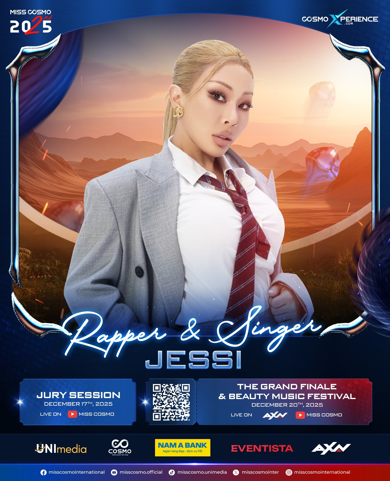 'Chị đại' Jessi và nhóm nhạc K-Pop Tempest chính thức biểu diễn tại chung kết 'Miss Cosmo 2025'