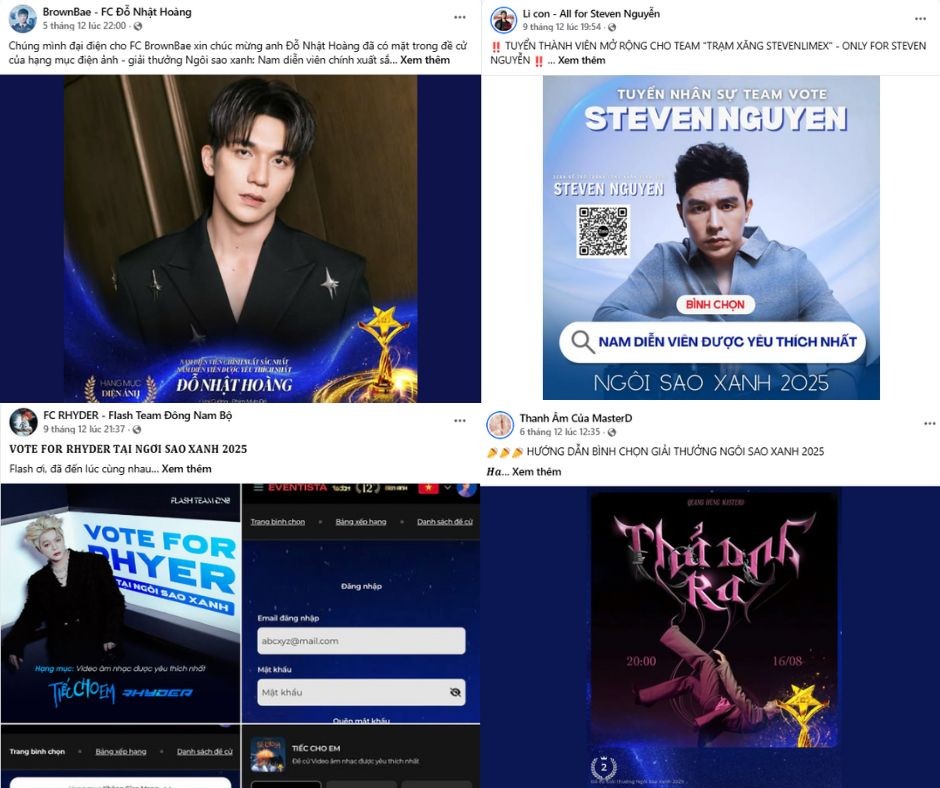 Các fandom đồng loạt “tăng lực”, kêu gọi bình chọn rầm rộ cho đề cử Ngôi Sao Xanh 2025 trên khắp mạng x