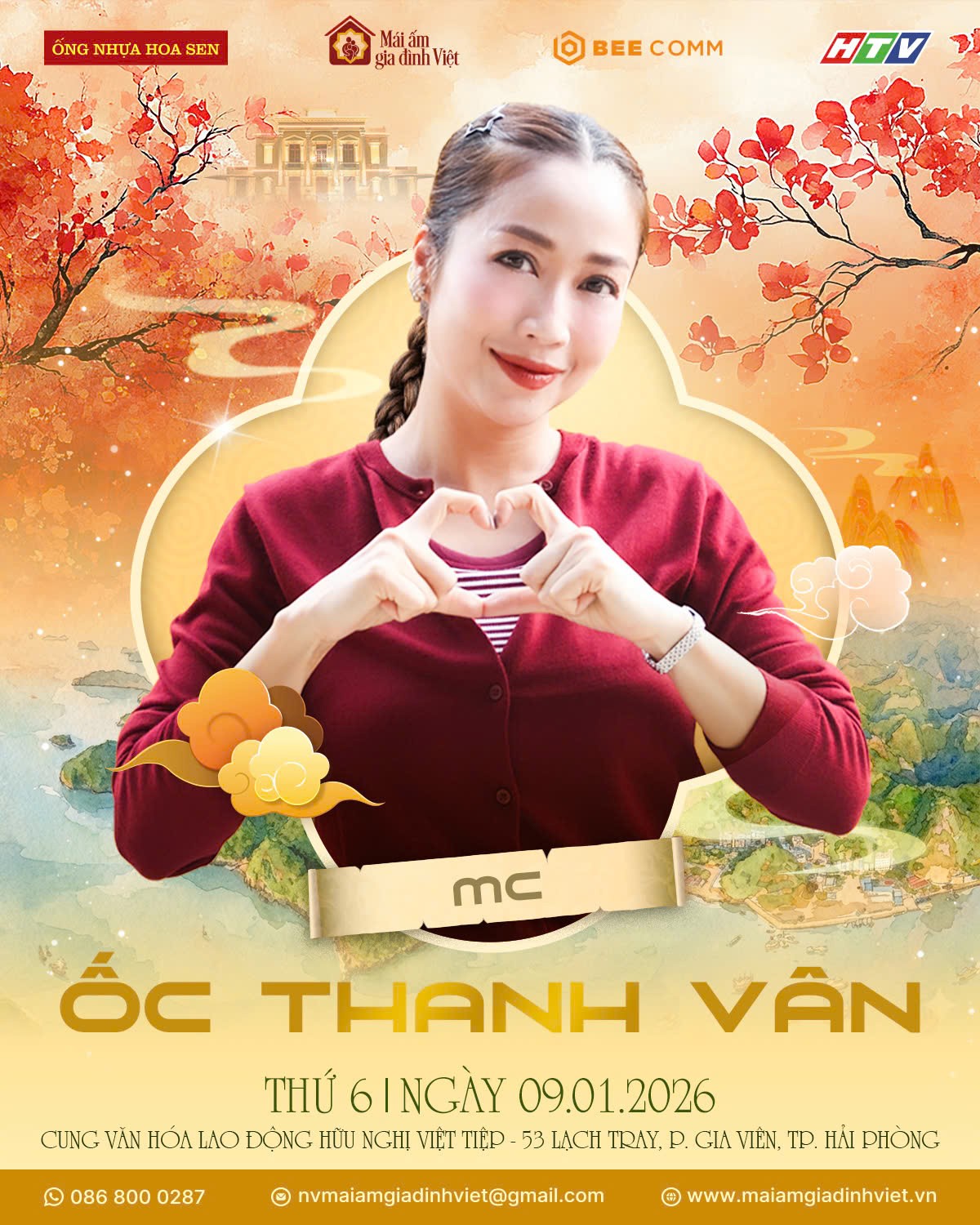 NSƯT Ốc Thanh Vân, Minh Dự lần đầu đảm nhận vai trò MC dẫn dắt chương trình 'Mái ấm gia đình Việt' tại Hải Phòng