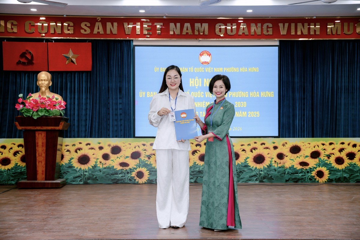 Hoa hậu Hoàng Thanh Nga vinh dự được công nhận là Ủy viên UBMTTQ Việt Nam phường Hòa Hưng nhiệm kỳ 2025 - 2030