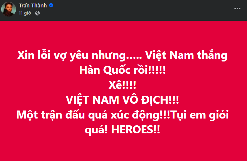 Dàn sao Việt 'vỡ òa' trước chiến thắng của U23 Việt Nam