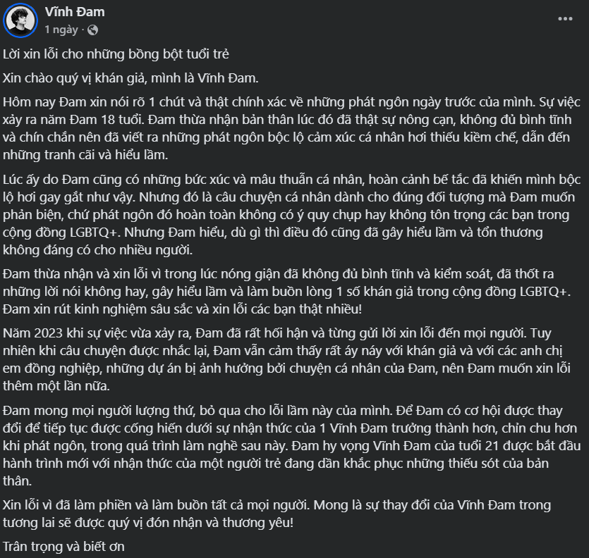 Nam chính phim Tết của Trấn Thành lên tiếng xin lỗi