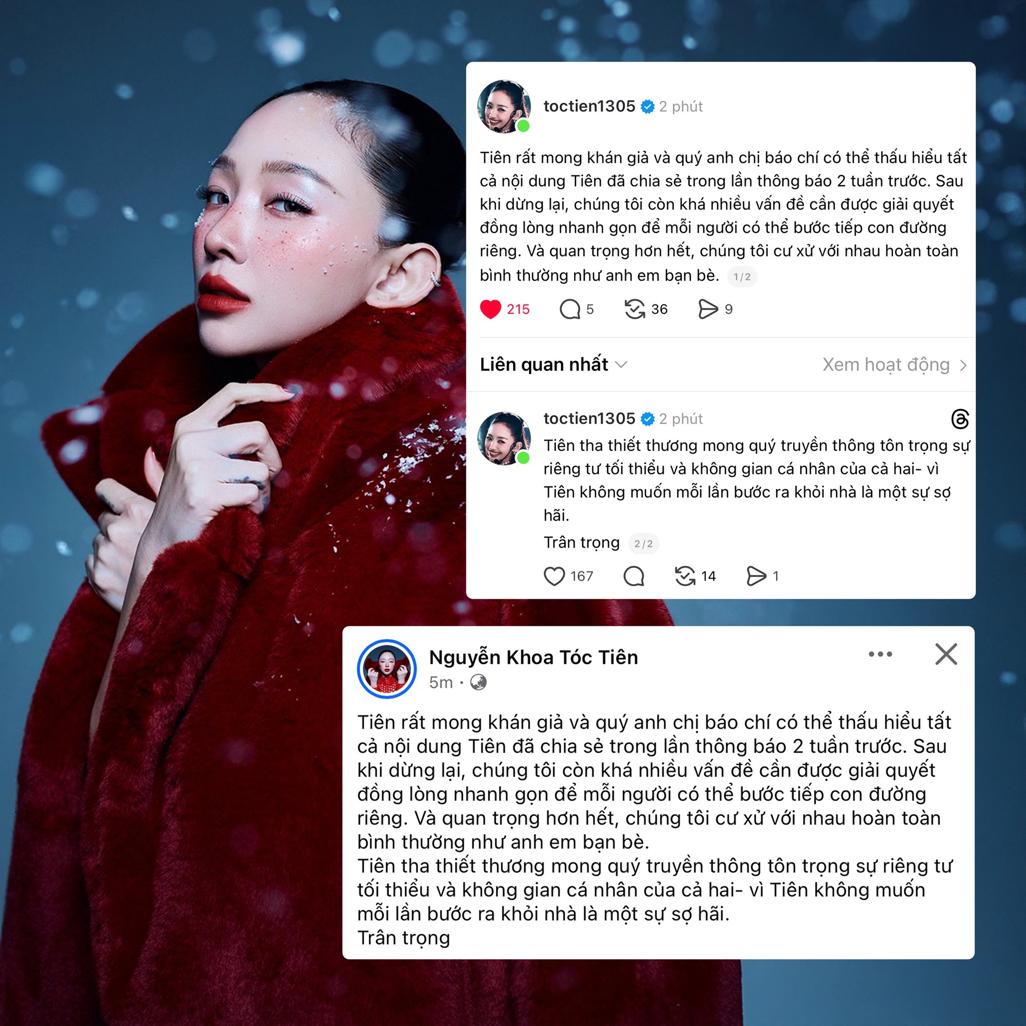 Hậu ly hôn, Tóc Tiên lên tiếng về hình ảnh xuất hiện chung cùng Touliver