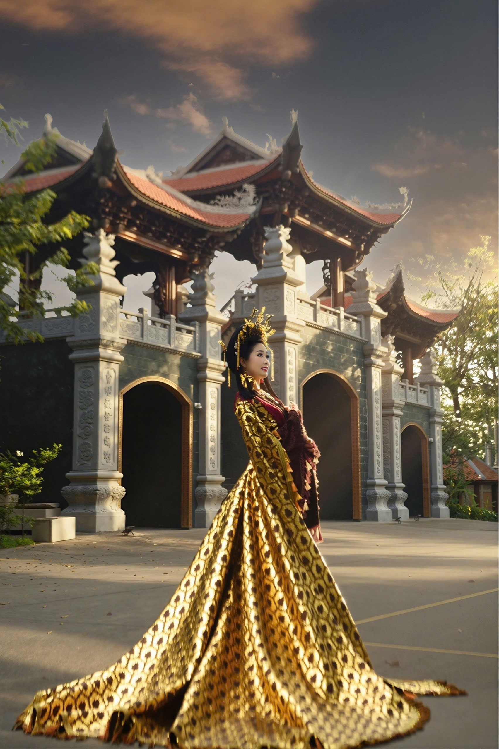 NSND Trịnh Kim Chi hóa 'nàng thơ' trong tà áo dài đậm sắc xuân