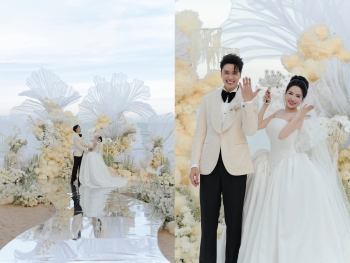 Từ chiếc vỏ sò đến những con sóng được 'đóng băng': Viên Vibi xúc động trong lễ cưới lấy cảm hứng từ biển cả