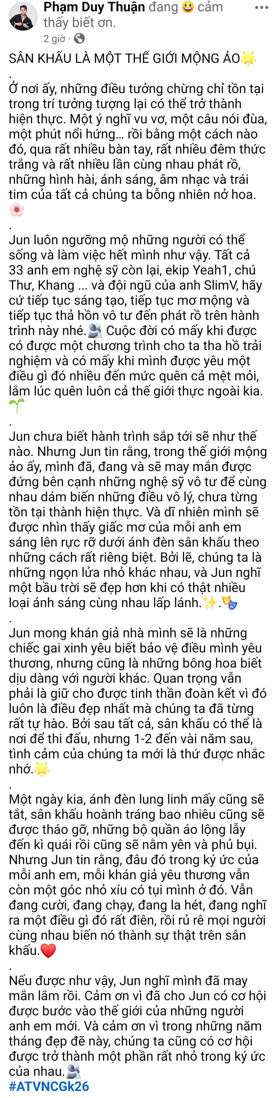 Jun Phạm lên tiếng sau 'cơn bão' chỉ trích tại ATVNCG 2026, nhắn nhủ khán giả giữ sự tử tế