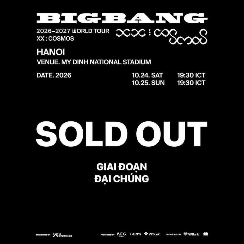 Big Bang ‘cháy vé’ hai đêm concert tại Hà Nội chỉ sau hơn một giờ mở bán