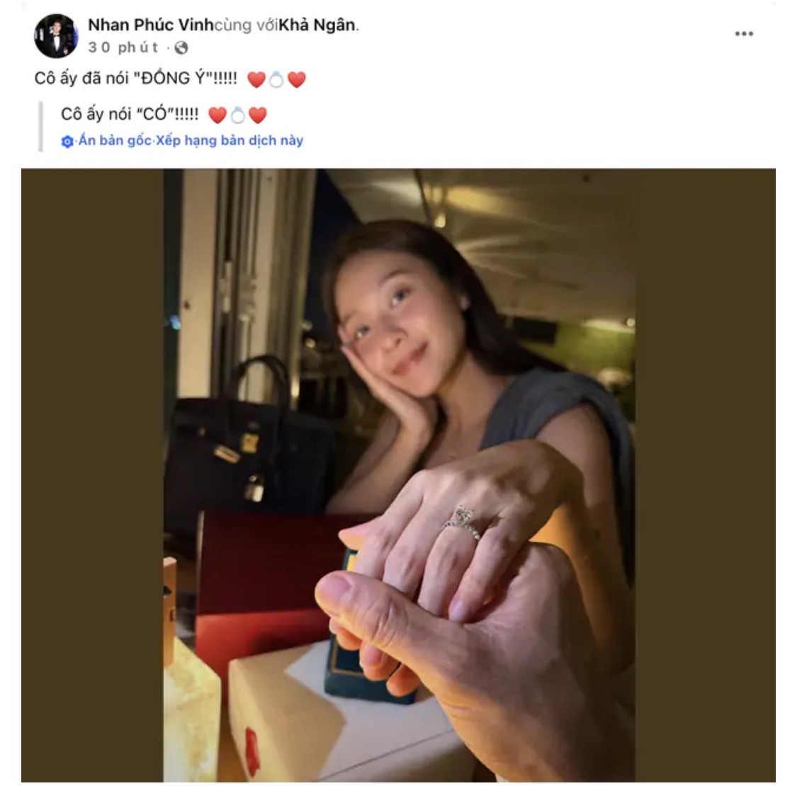 Nam diễn viên Nhan Phúc Vinh cầu hôn Khả Ngân