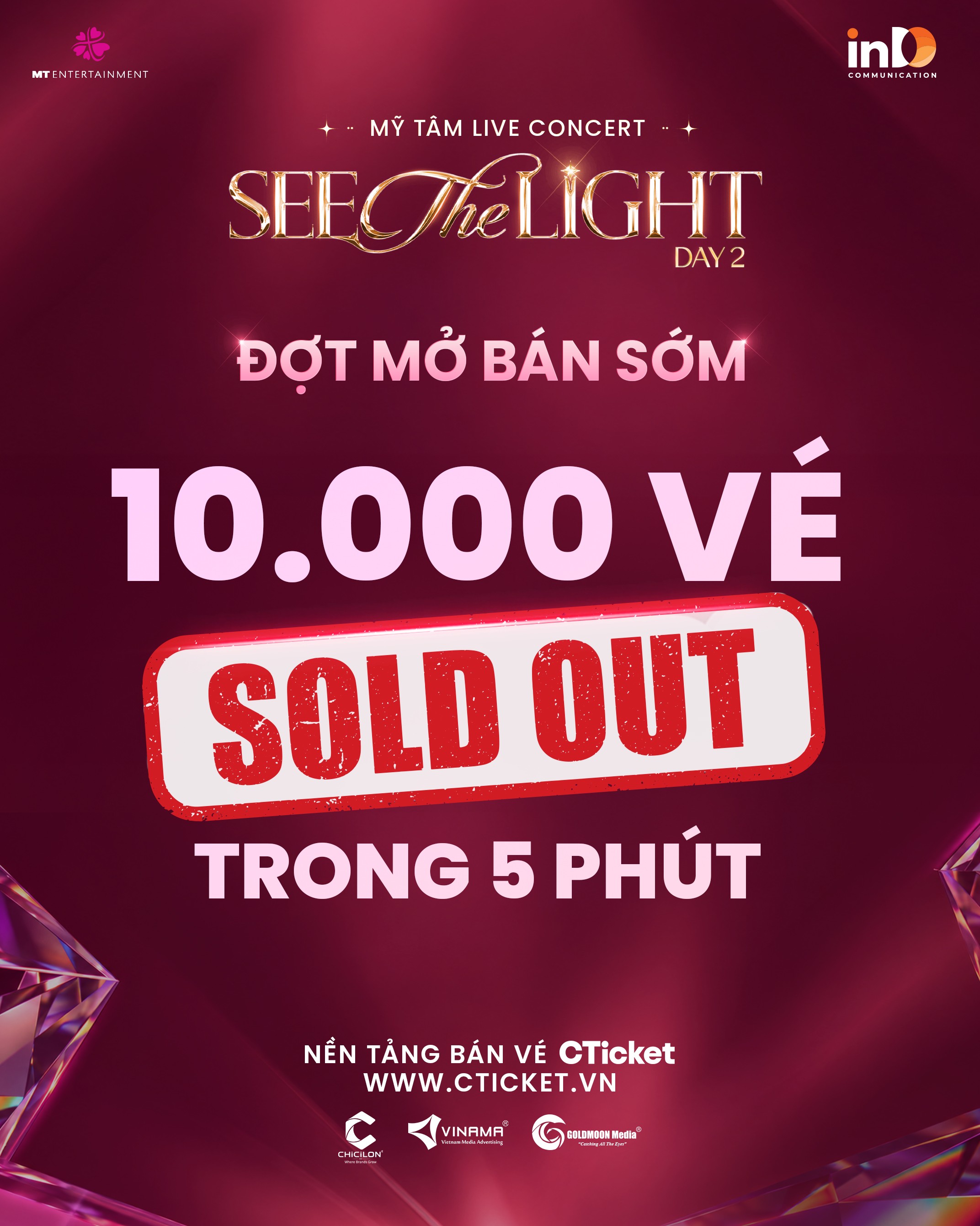 10.000 vé Concert Mỹ Tâm Sold out chỉ trong 5 phút mở bán sớm, nhiều khán giả không kịp sở hữu vé, phải đợi đến đợt chính thức