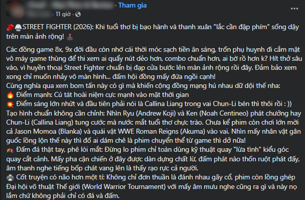 'Phim Street fighter': Đánh đấm cực đã, hoài niệm cho hội ghiền cày game mở màn 8,3/10 trên trang đánh giá
