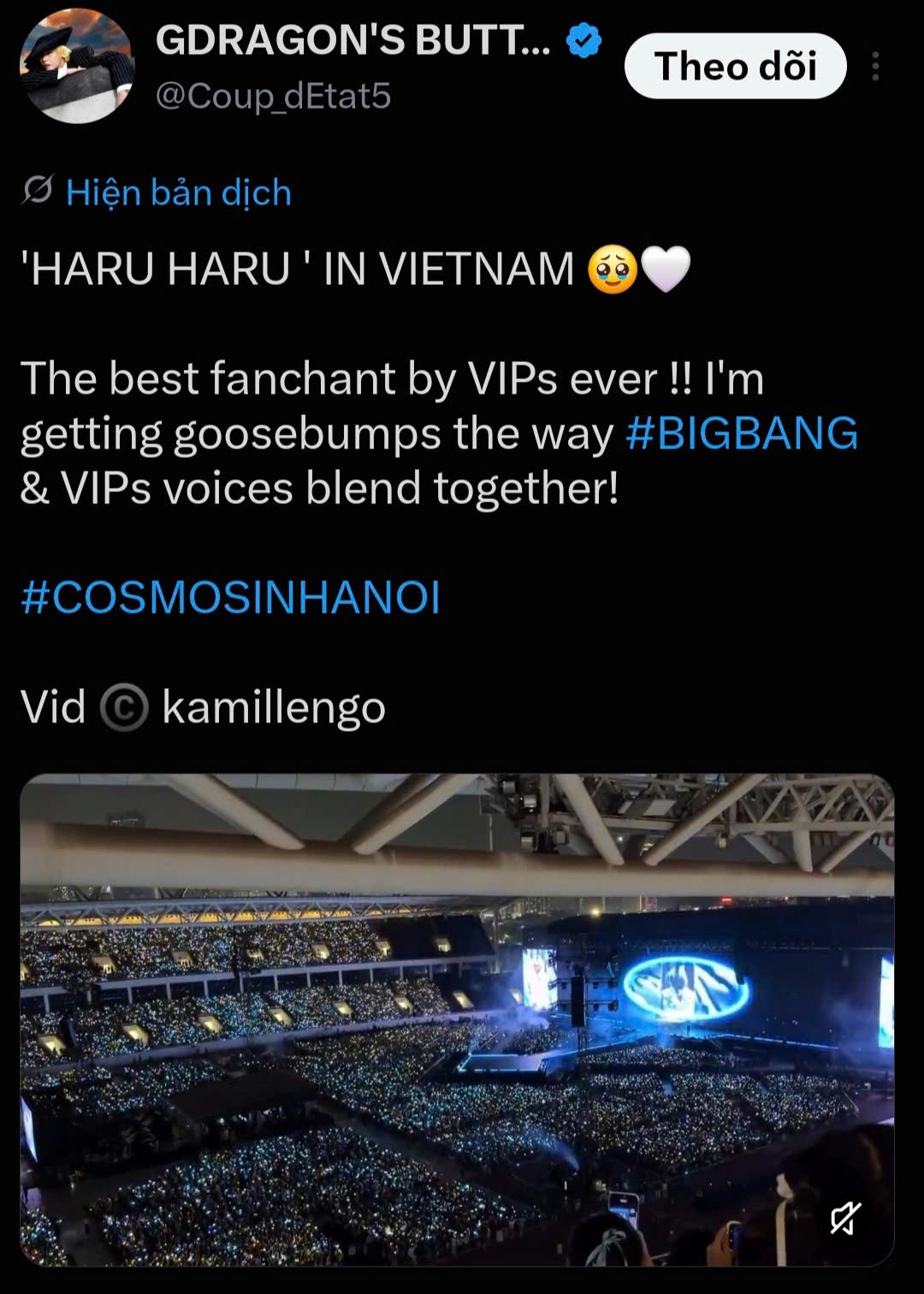 Fanchant Haru Haru tại concert Big Bang khiến fan quốc tế bất ngờ