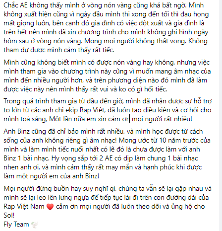 Sol7 giải thích lý do bỏ thi Rap Việt mùa 2, liệu có vì lý do sức khỏe