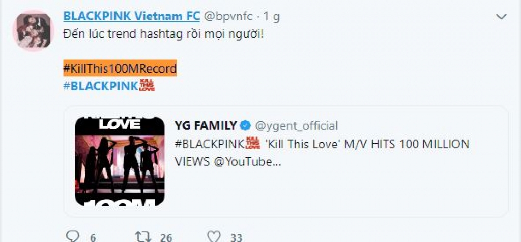 fan viet day song twitter chuc mung blackpink dat 100 trieu views nhanh nhat lich su youtube