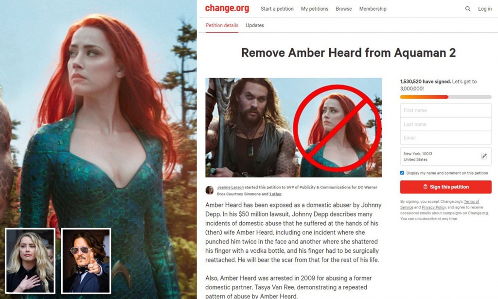 Gần 2 triệu người yêu cầu 'tống cổ' Amber Heard ra khỏi phim 'Aquaman'