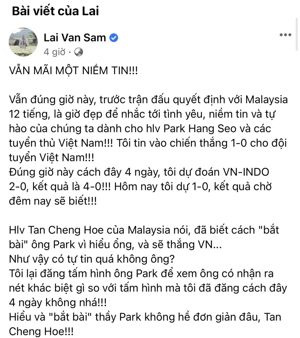 Sao Việt trổ tại dự đoán Việt Nam - Malaysia