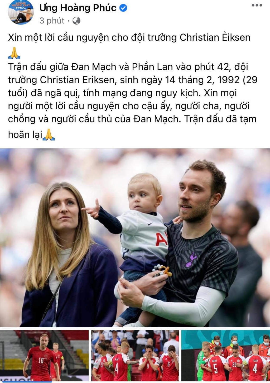 Sao Việt hoảng loạn, lo lắng trước giây phút tiền vệ Christian Eriksen của đội tuyển Đan Mạch gục ngã