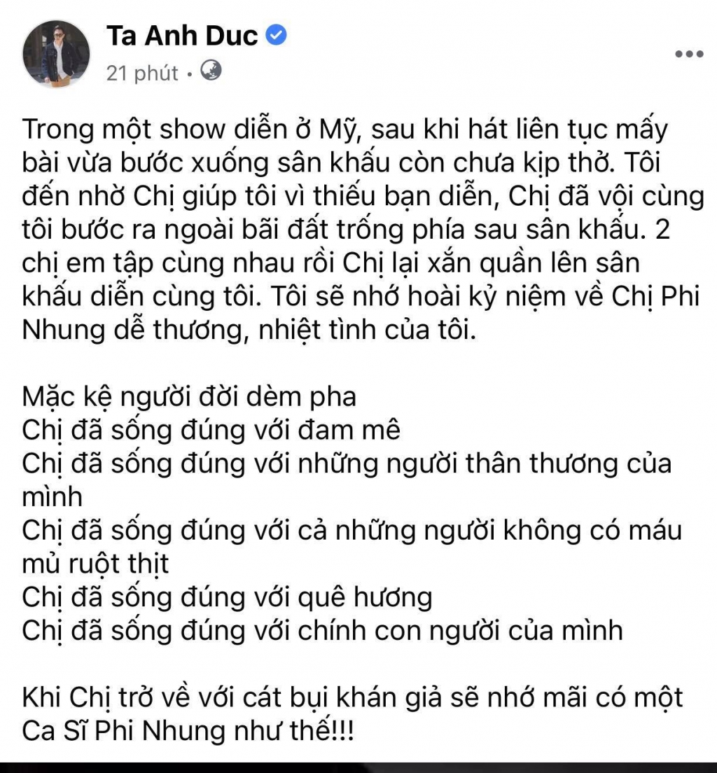Nghệ sĩ Việt tiếc thương sự ra đi của ca sĩ Phi Nhung