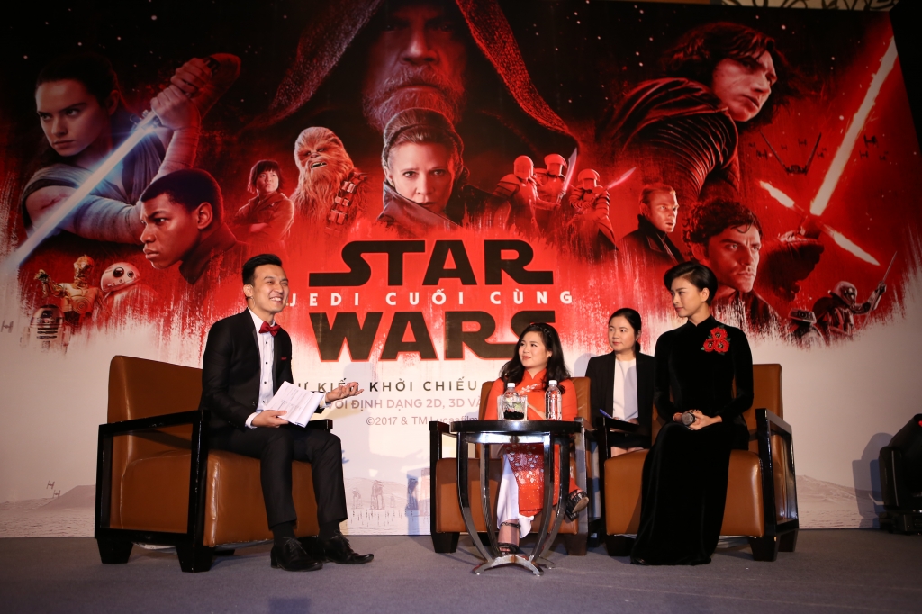 ngo thanh van va kelly marie tran rang ro tai su kien ra mat star wars o viet nam