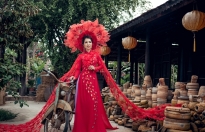 Hoa hậu điện ảnh Thái Ngọc Thanh thướt tha trong tà áo dài đón Tết