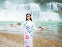 Hoa hậu Lương Thùy Linh diện áo dài thả dáng giữa đất trời Cao Bằng