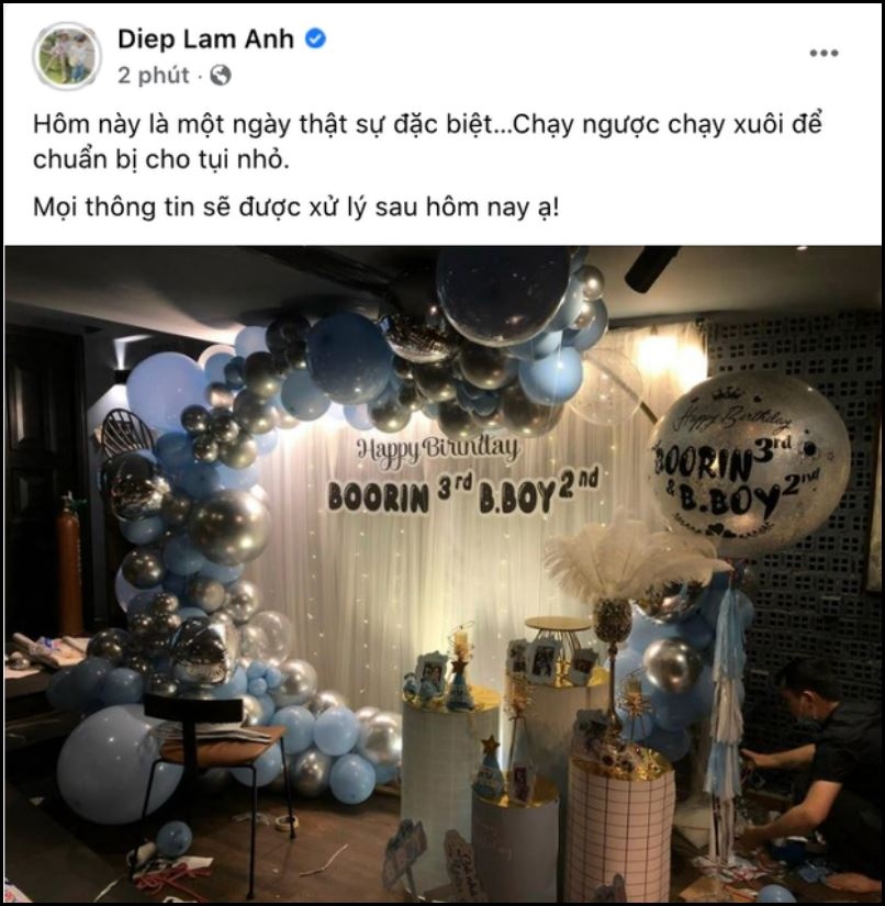 Vợ chồng Diệp Lâm Anh cùng xuất hiện trong sinh nhật 2 con giữa tin đồn tan vỡ, có 1 điều khá lạ gây chú ý