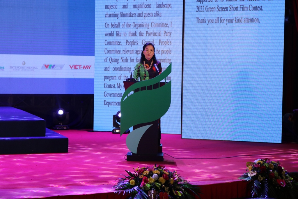 TS Ngô Phương Lan - Chủ tịch Hiệp hội xúc tiến phát triển điện ảnh Việt Nam, Trưởng Ban Tổ Chức phát biểu tại cuộc thi