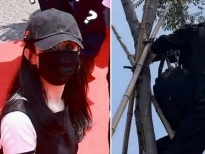 Triệu Lệ Dĩnh khoe vòng eo con kiến trong buổi khai máy 'Dữ Phượng Hành', biểu cảm 'hốt hoảng' khi phát hiện paparazzi trốn trên cây cao