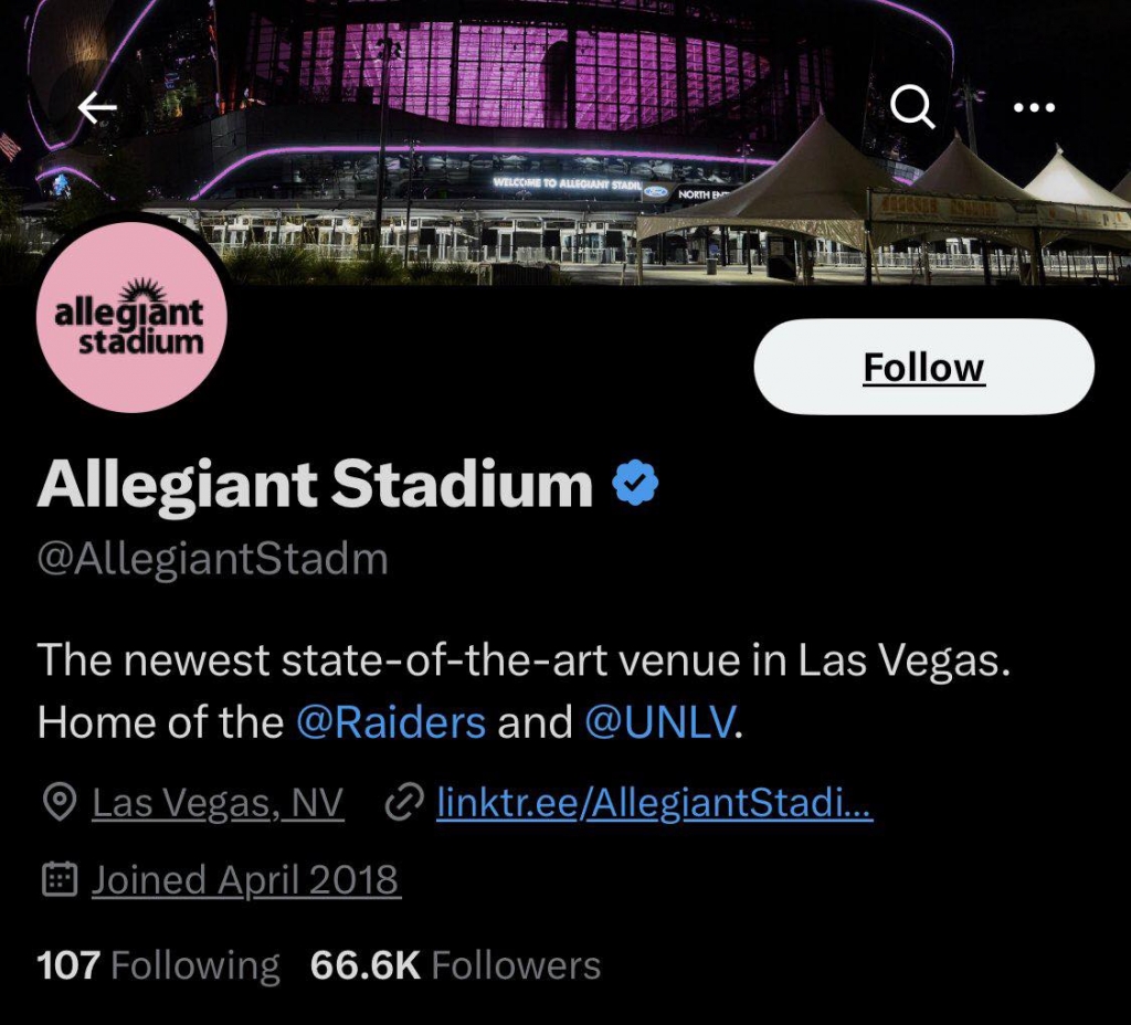 Allegiant Stadium (Las Vegas) sức chứa 65,000 chỗ