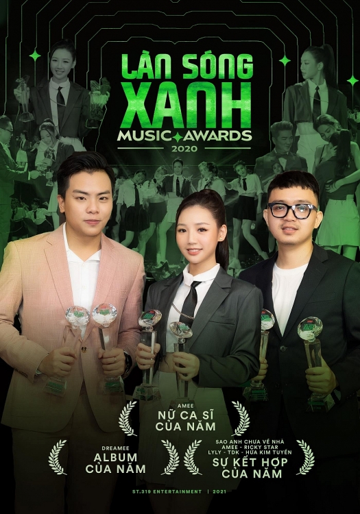 Amee, Monstar, Hứa Kim Tuyền nhận giải thưởng Làn sóng xanh Music Awards 2021